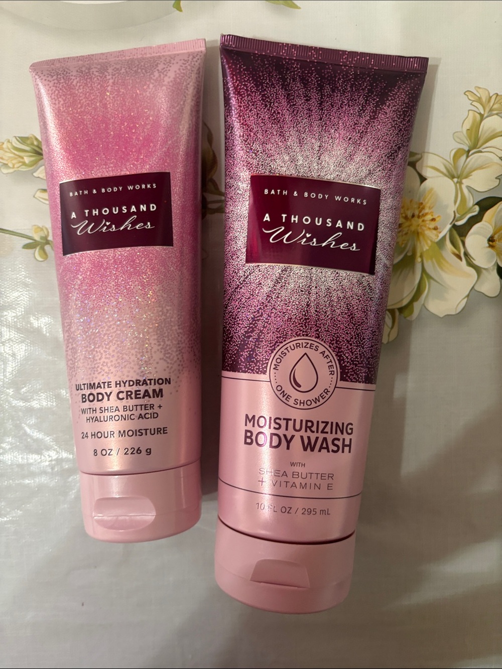 Bath & Body Works A Thousand Wishes Pink and Magenta Body Wash & Cream Duo